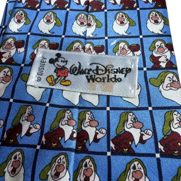 Vintage Walt Disney World Grumpy Blue Silk Tie - EUC - Picture 3 of 5